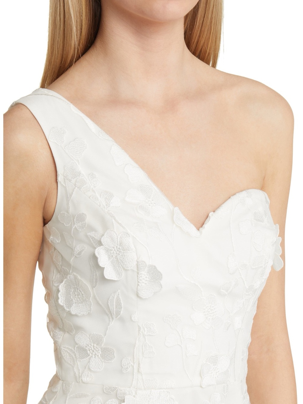 NWT Dress The Population Maddie Bridal Floral Appliqué 3D Mini Dress